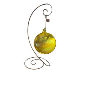 Vintage Jim Marvin Neiman Marcus Yellow  Blown Glass Iridescent‎ Ornament